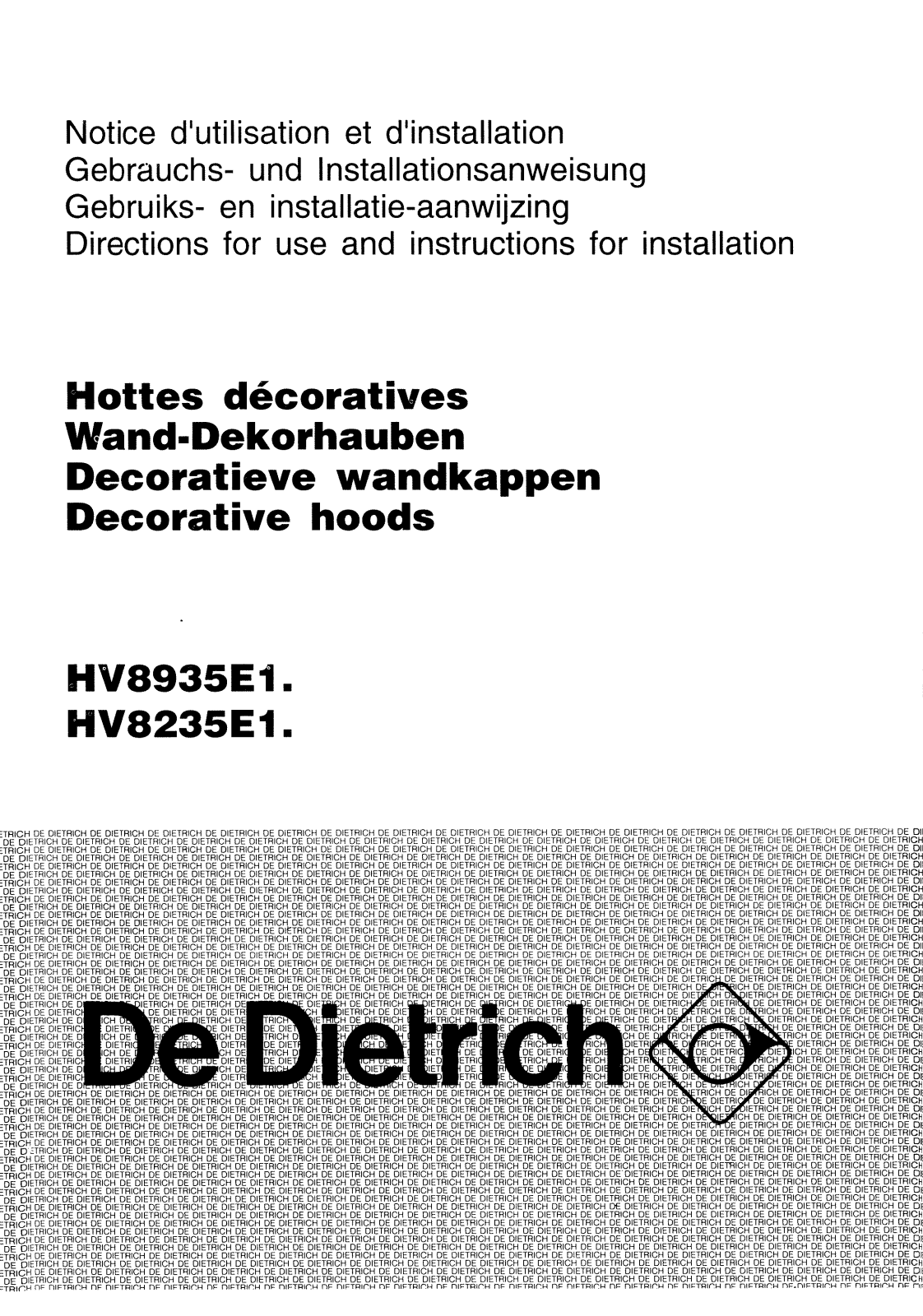 De dietrich HV8235E1, HV8935E1 User Manual