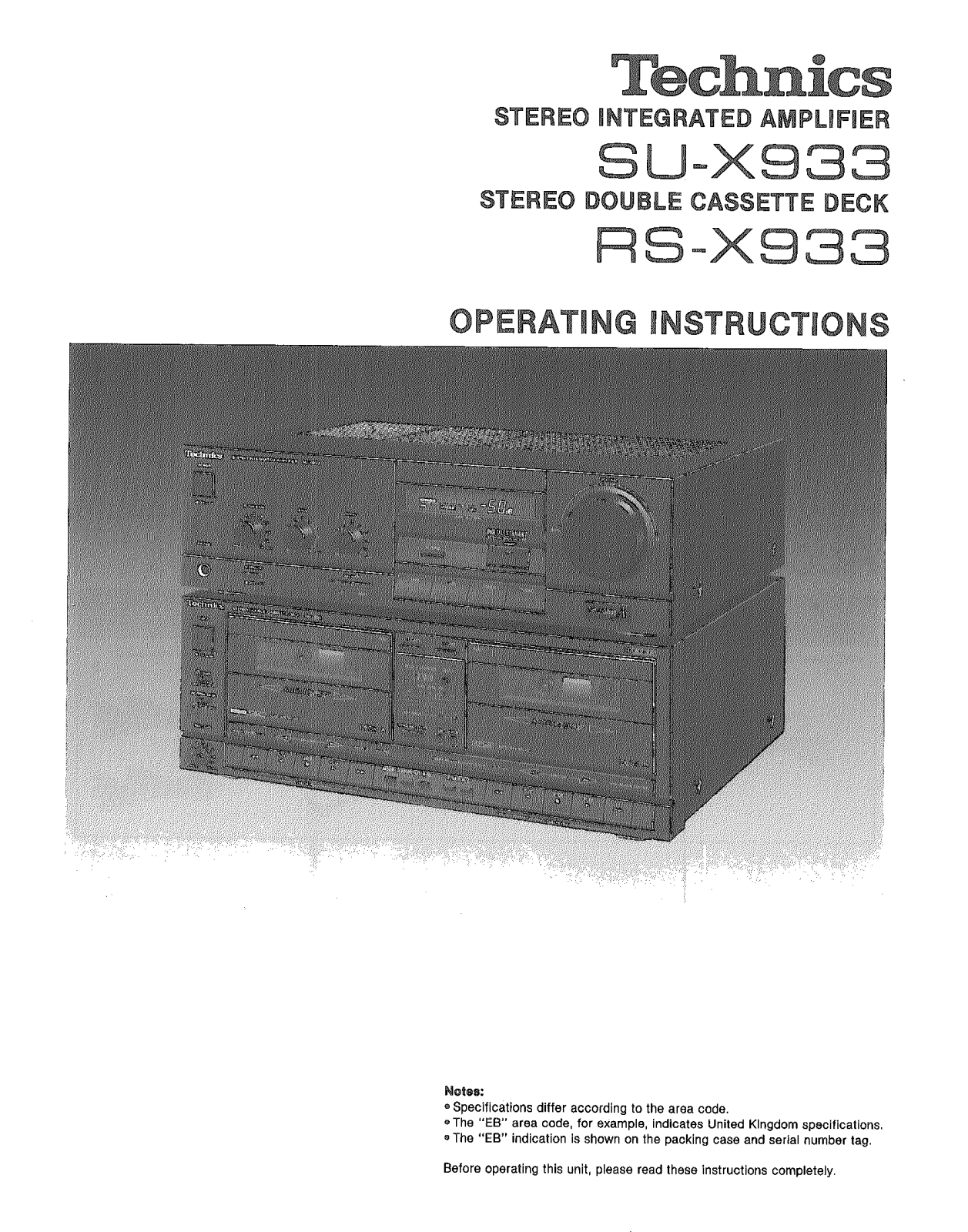 Panasonic SU-X933 User Manual