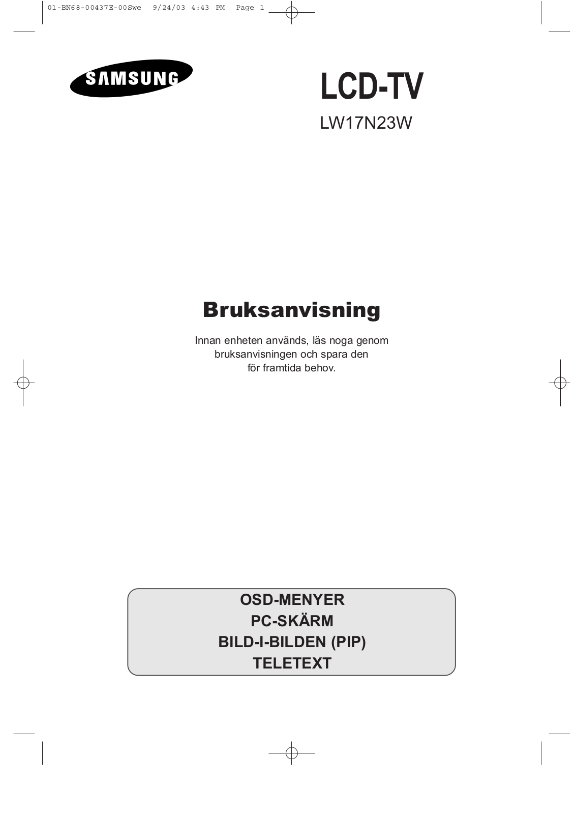 Samsung LW17N23N User Manual