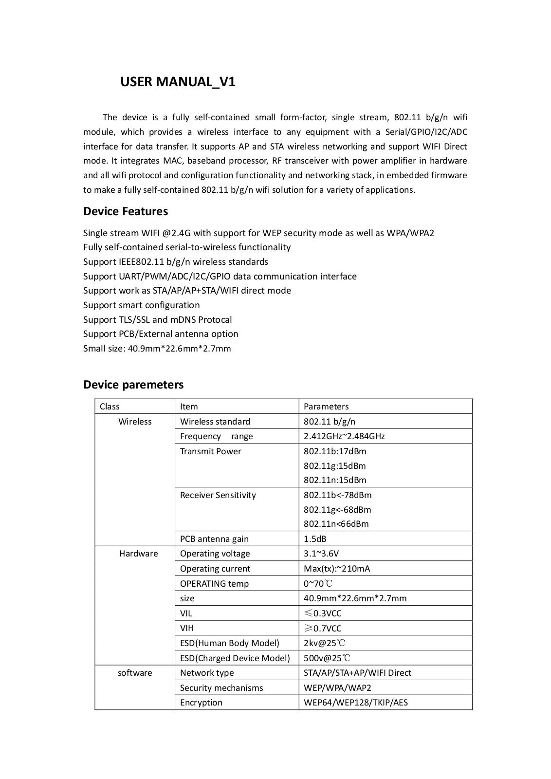 Hangzhou Gubei Electronics Technology WM1 Users manual