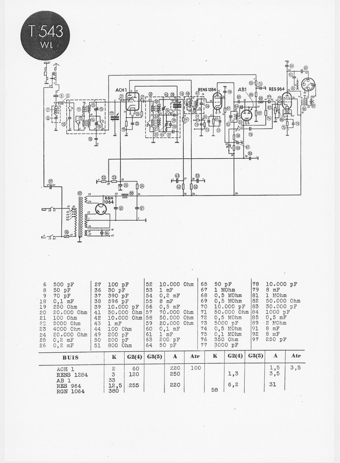 Telefunken 543-WL Schematic