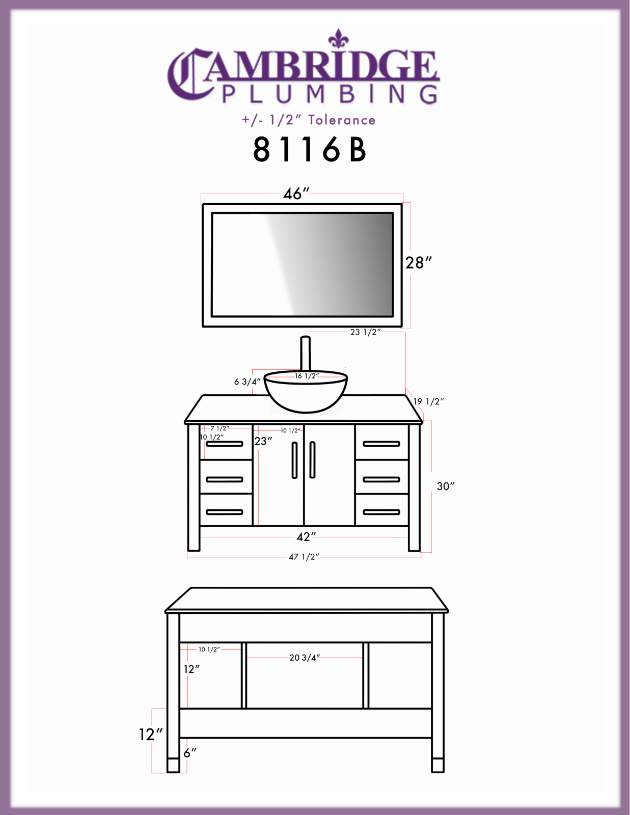 Cambridge 8116BW Specifications