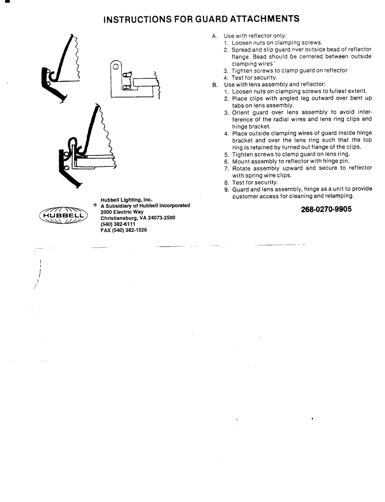 Hubbell Lighting GUARD ATTACHMENTS User Manual