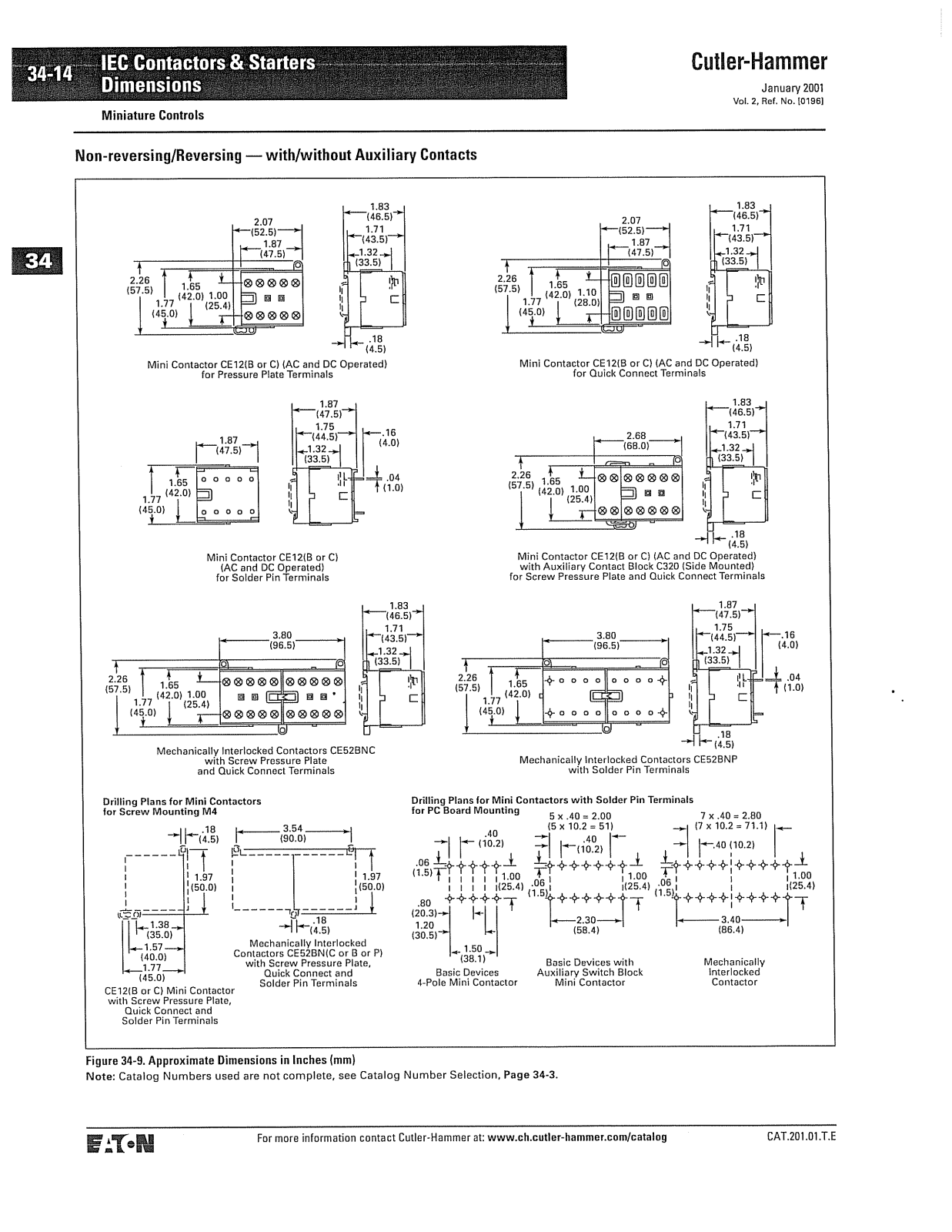 Cutler Hammer, Div of Eaton Corp IES Contactors Dimensional Sheet