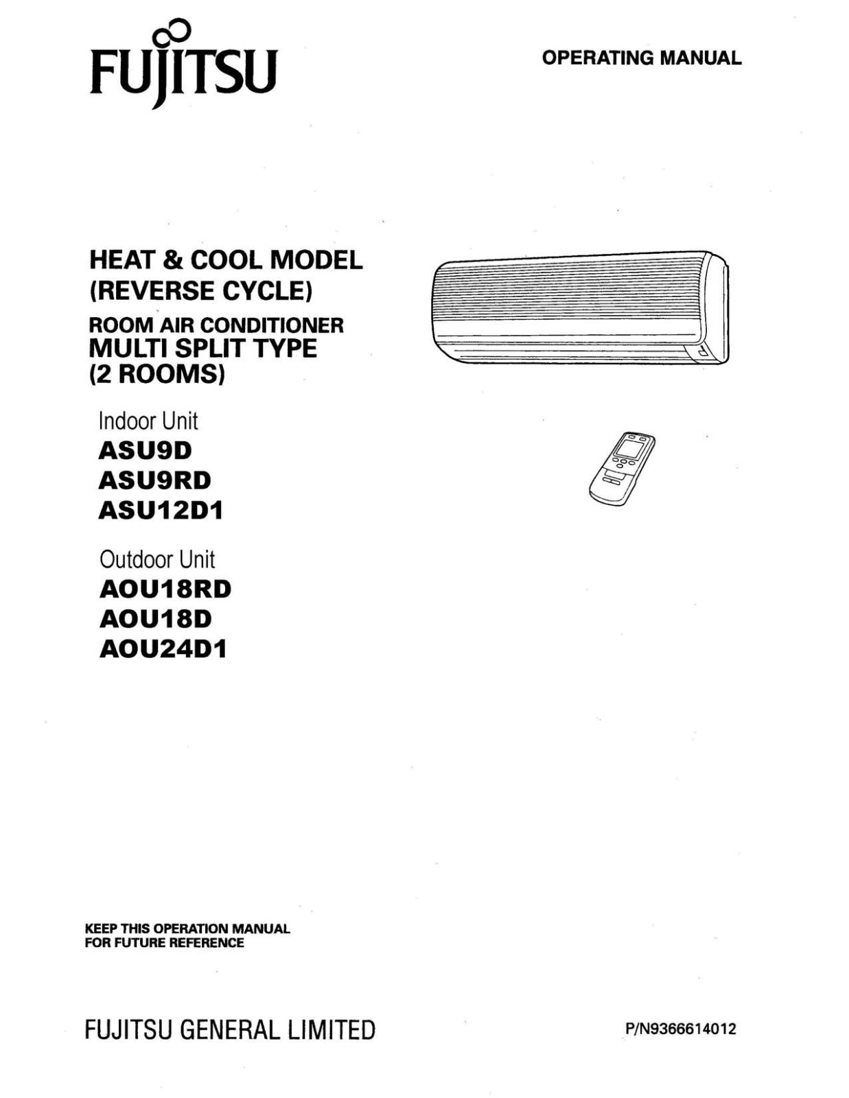 Fujitsu ASU9D, AOU18RD, ASU12D1, AOU18D, AOU24D1 User Manual