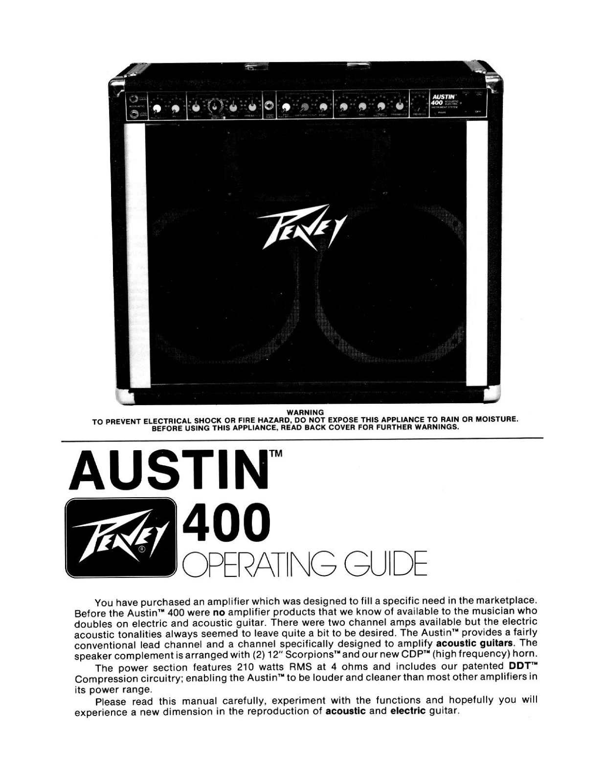 Peavey AUSTIN 400 Operating Manual