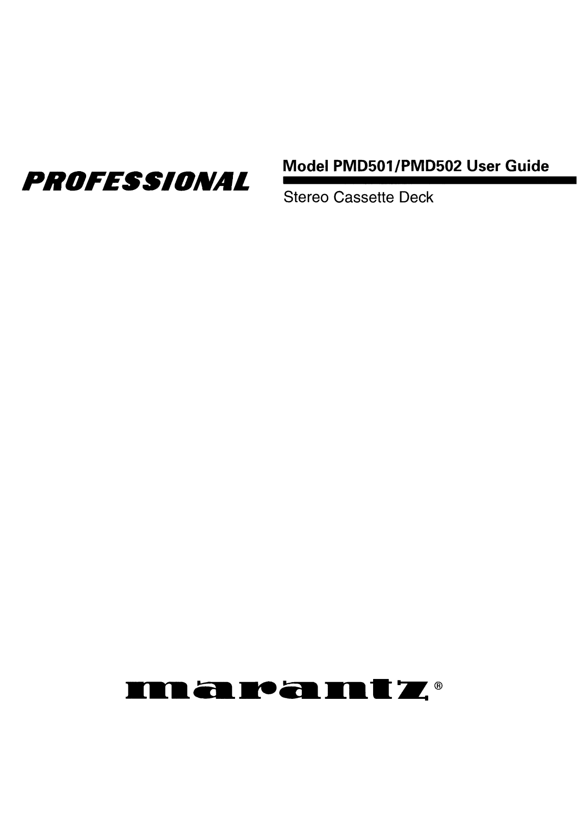 Marantz PMD-502, PMD-501 Owners Manual