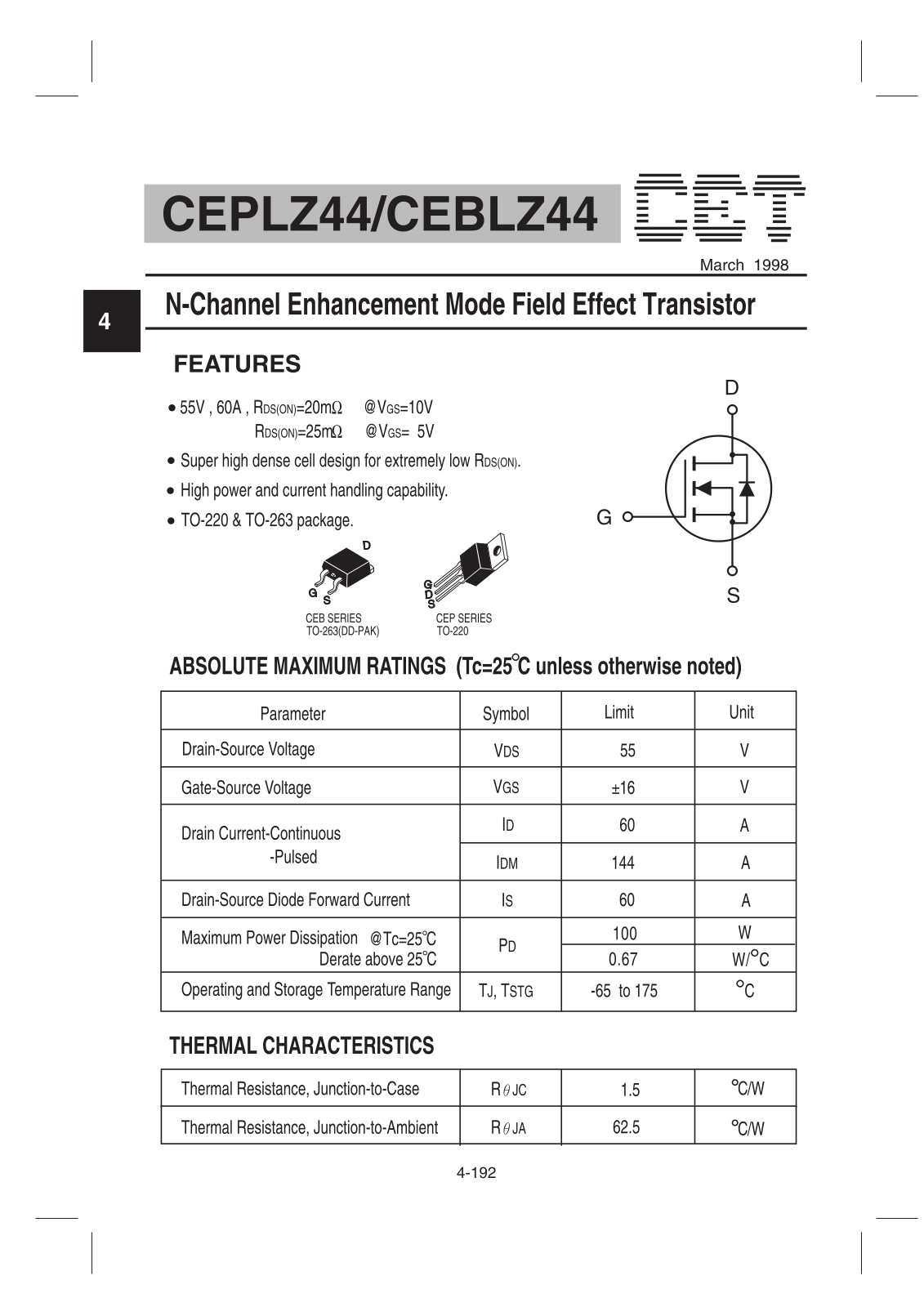 CET CEPLZ44, CEBLZ44 Datasheet