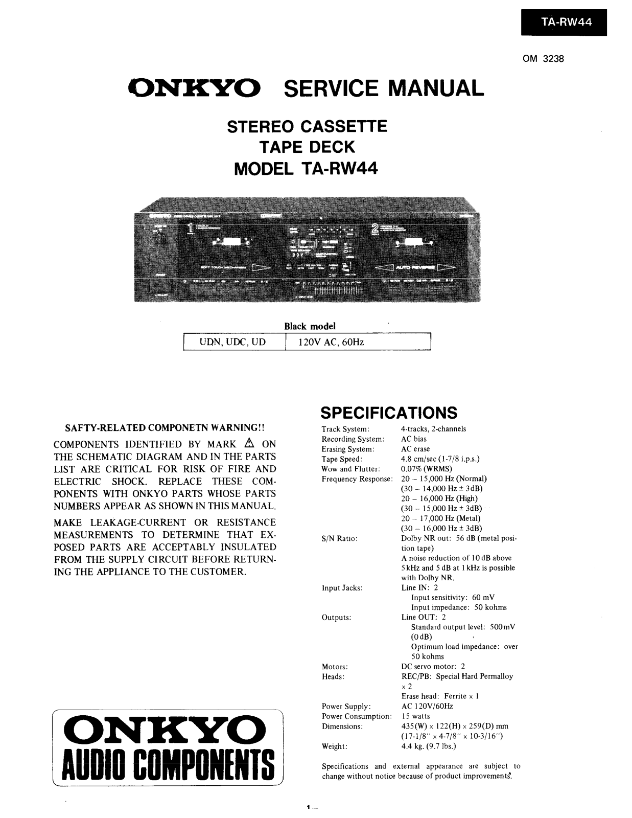 Onkyo TARW-44 Service manual