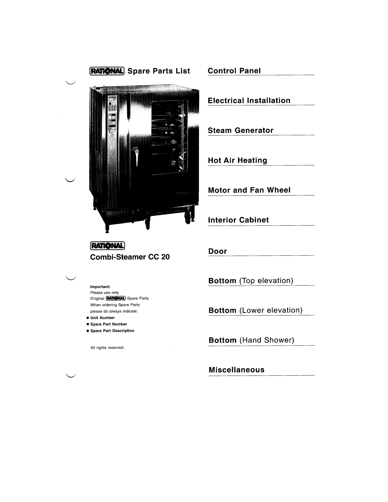 Rational Oven CC20 Parts List