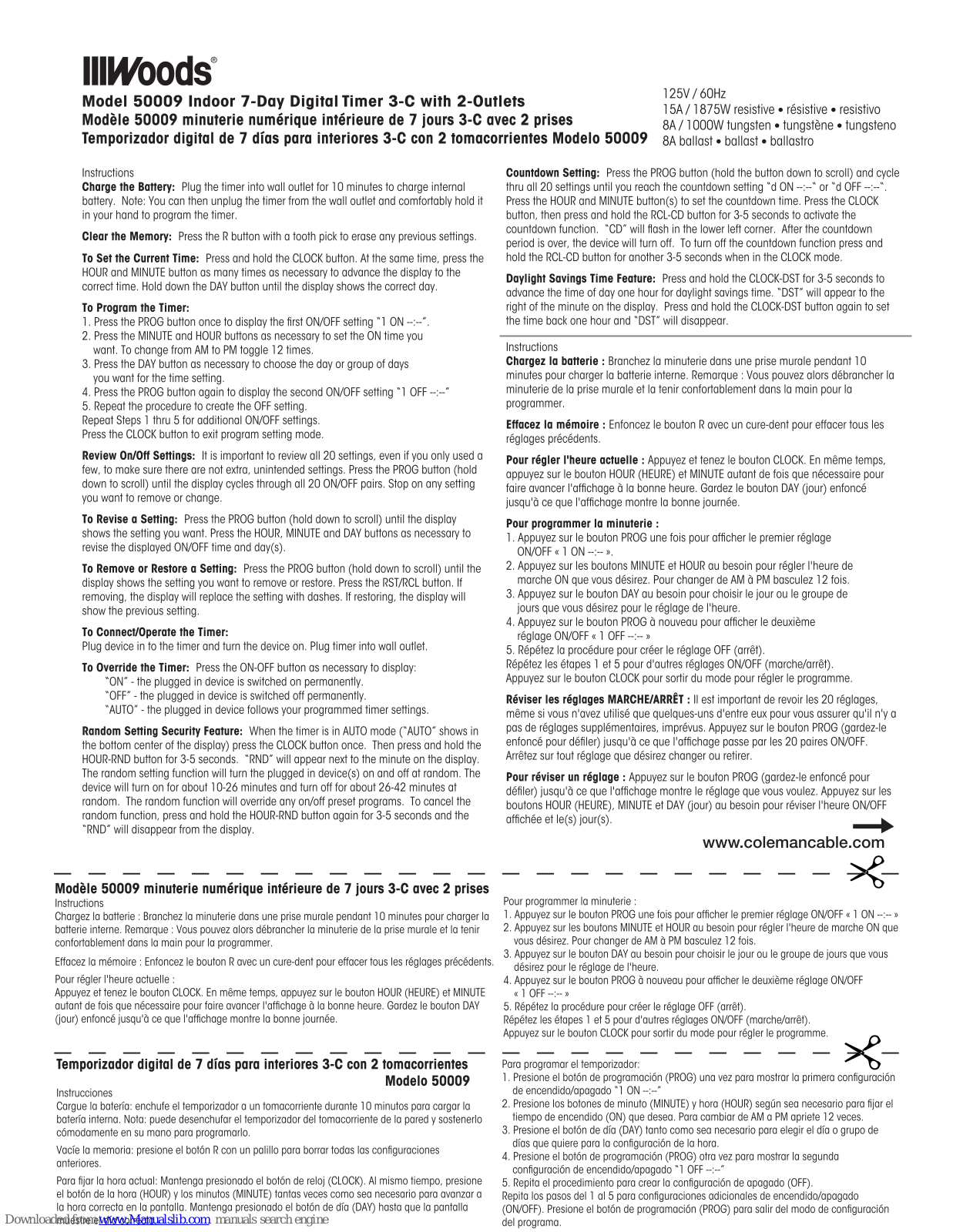 Woods 50009 Instructions Manual - ManualMachine.com