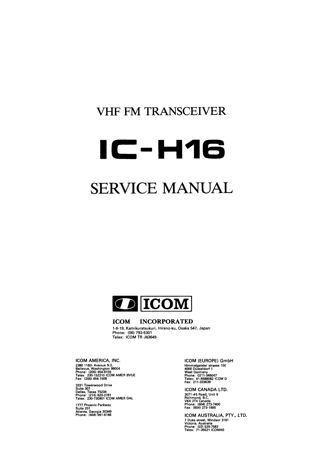 Icom IC-H16 User Manual