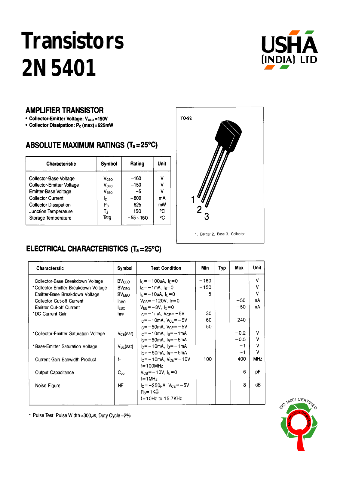 USHA 2N5401 Datasheet