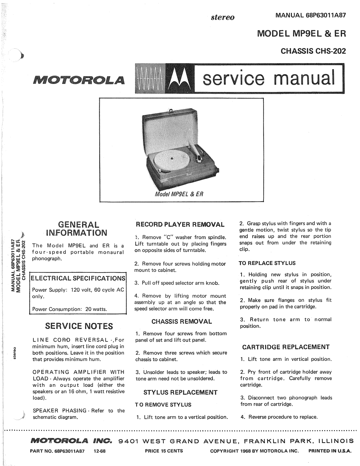 Moth Audio MP-9-EL, MP-9-ER Service manual