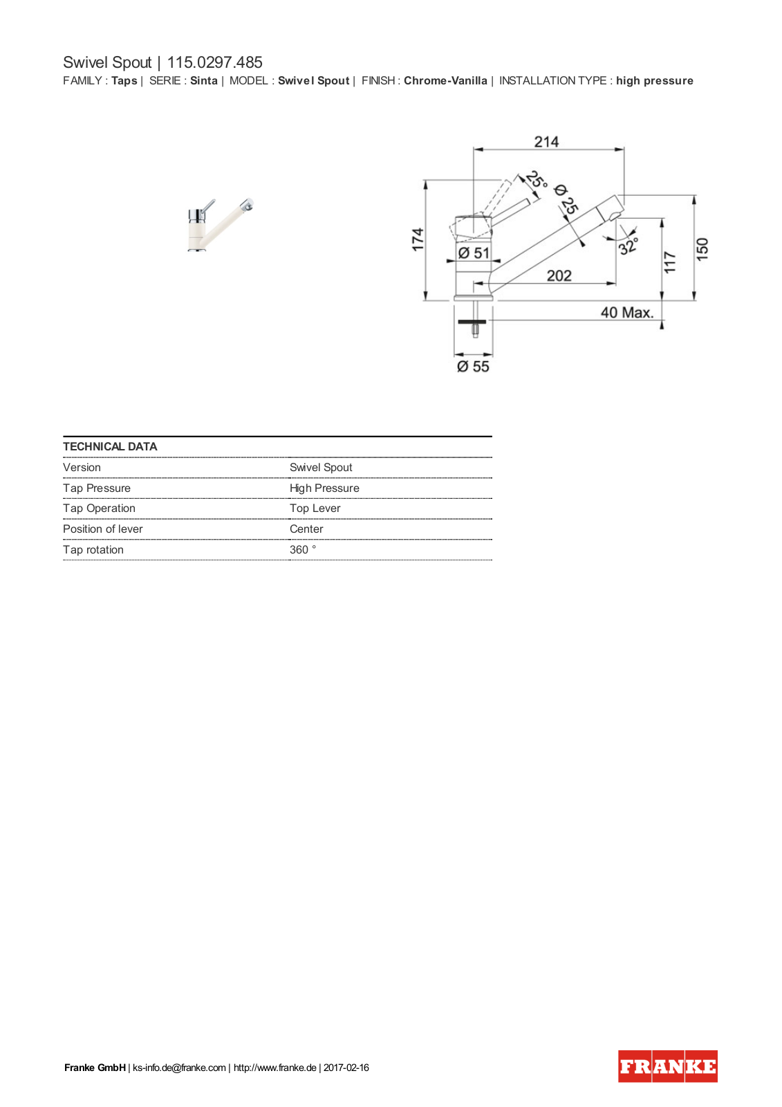 Franke 115.0297.485 Service Manual