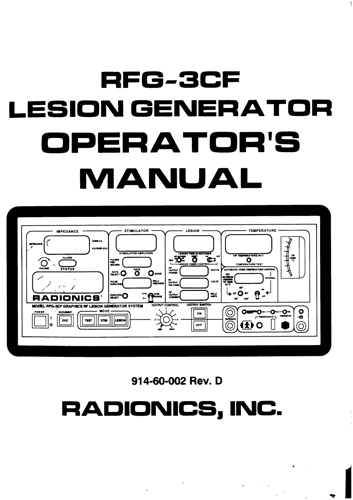 Radionics RFG-3CF Operators manual