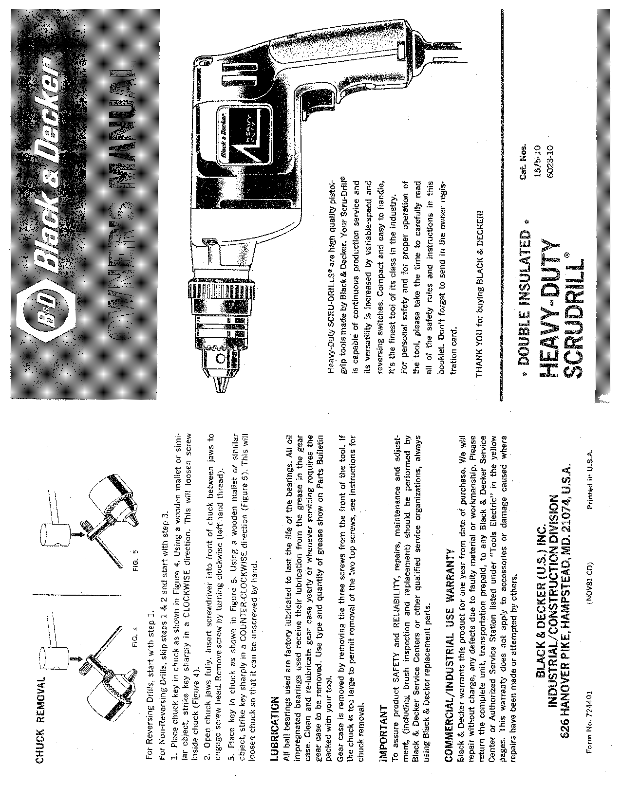 Black & Decker 1575-10, 6023-10 User Manual