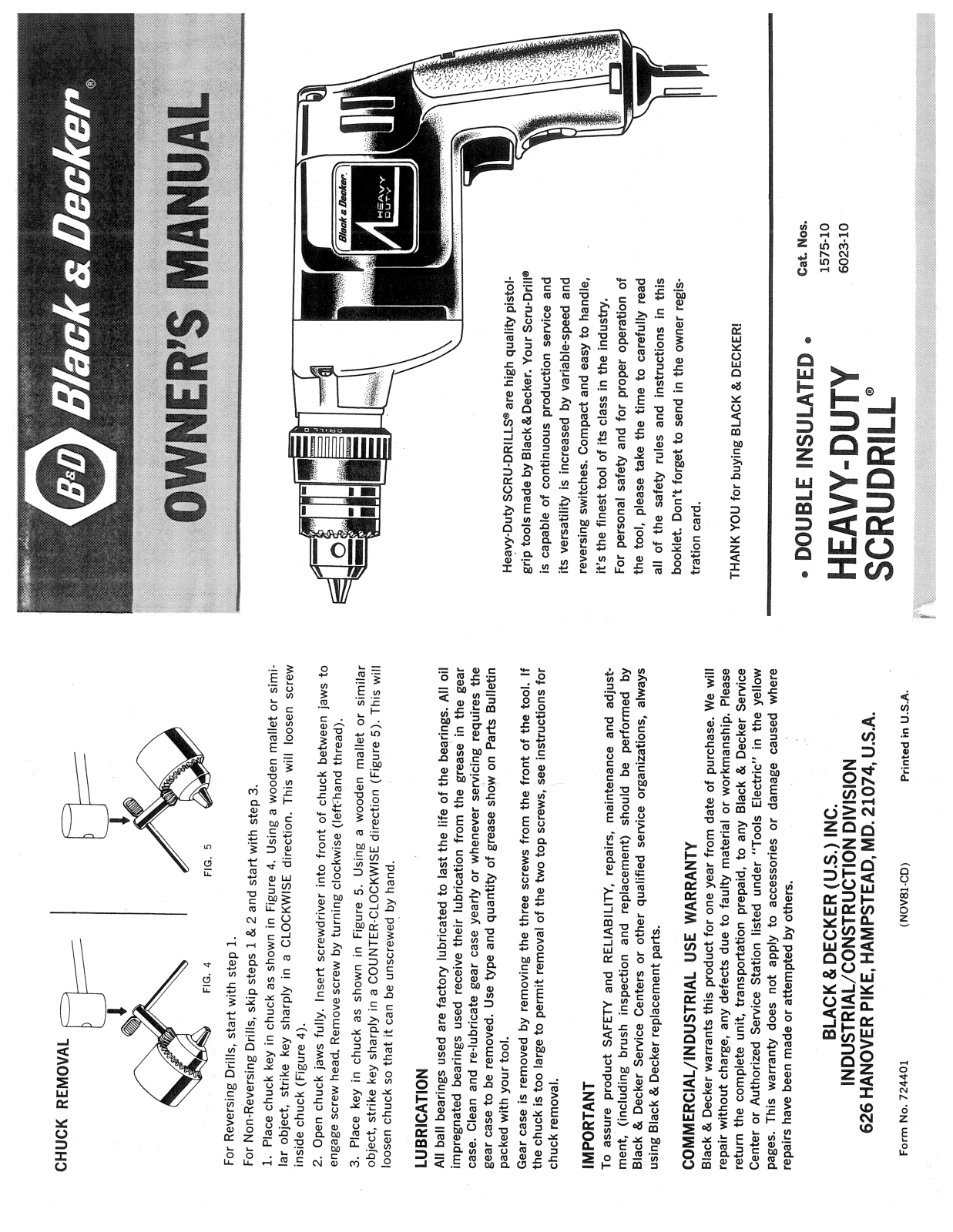 Black & Decker 1575-10, 6023-10 User Manual