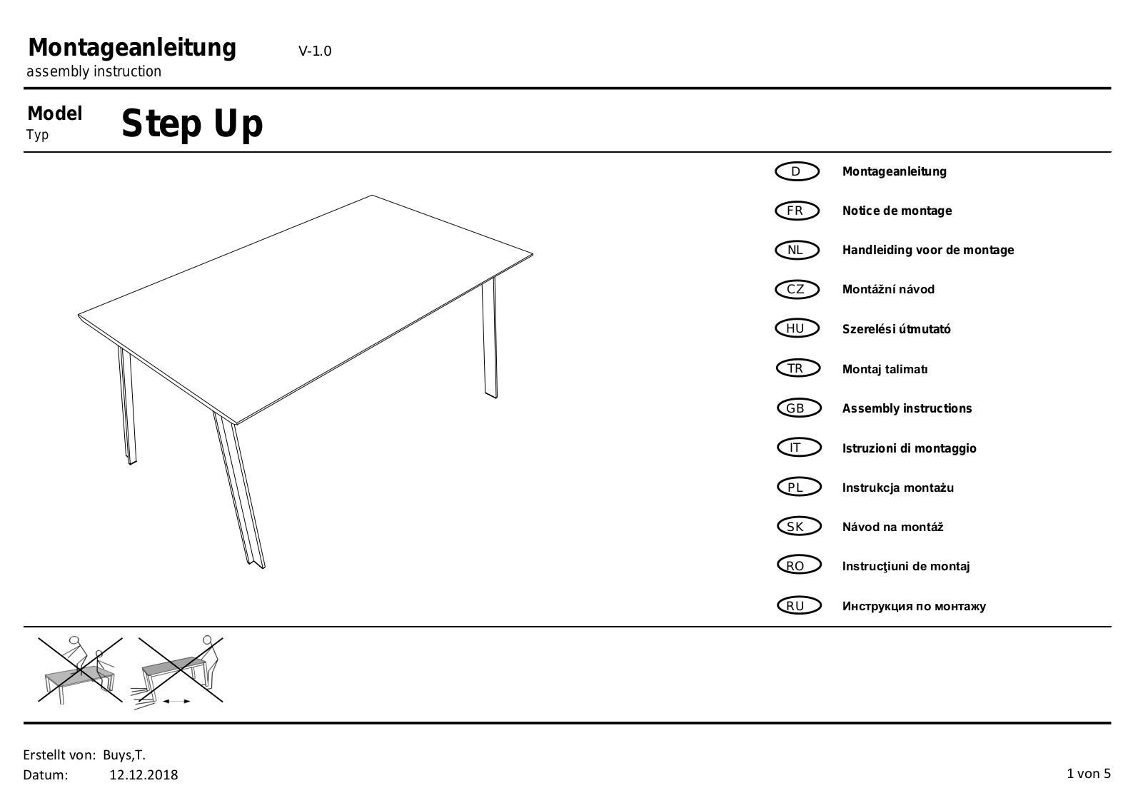 Places of Style Step up Assembly instructions - ManualMachine.com