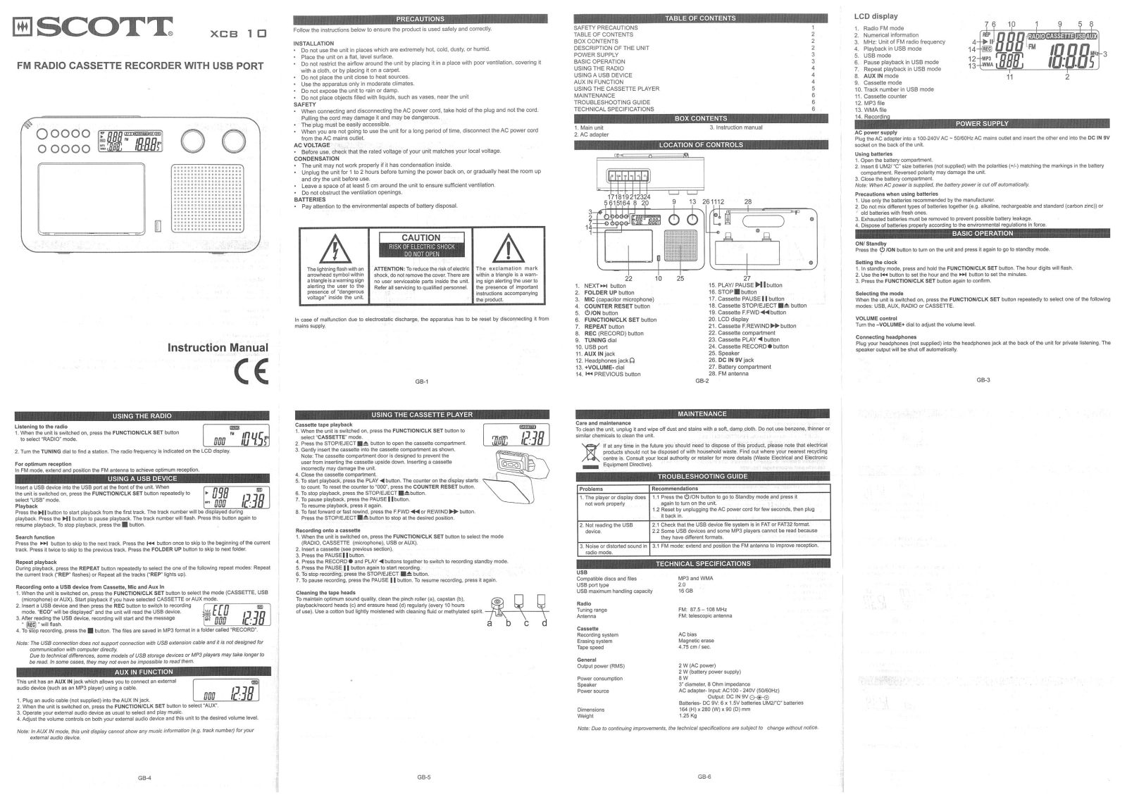 Scott XCB10 User manual