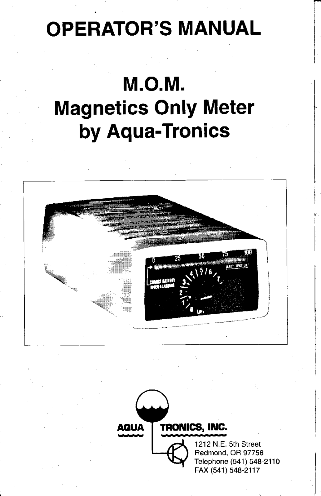 Aqua-Tronics MAGNETICS ONLY METER MOM User Manual