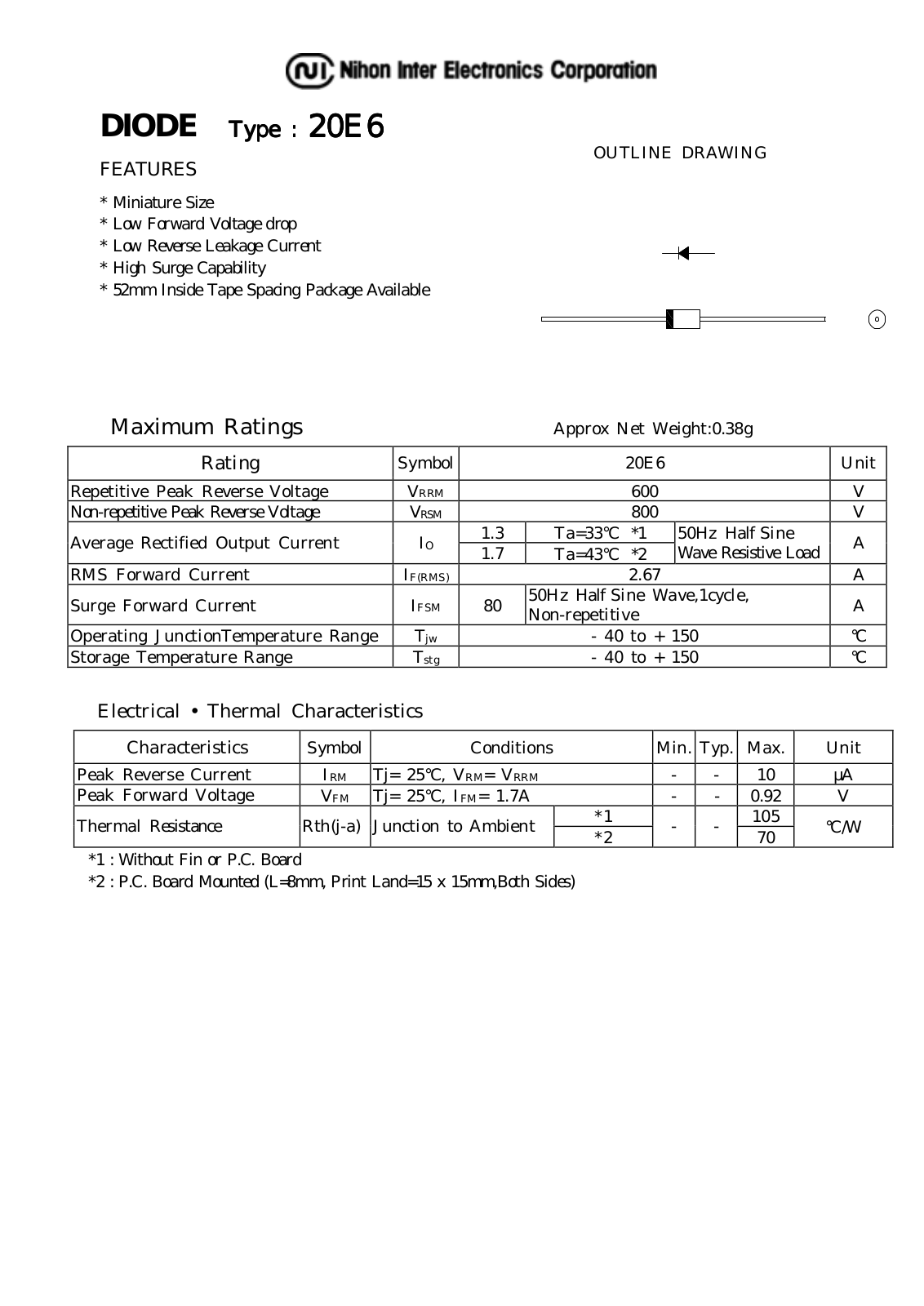 NIHON 20E6 Datasheet