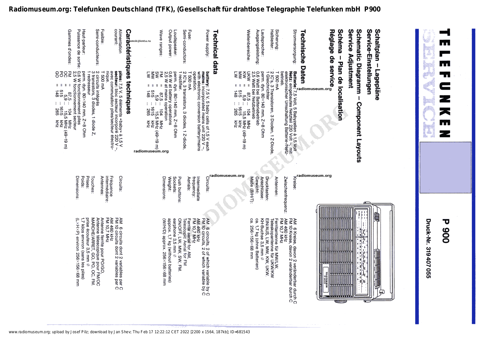 Telefunken P 900 Service manual