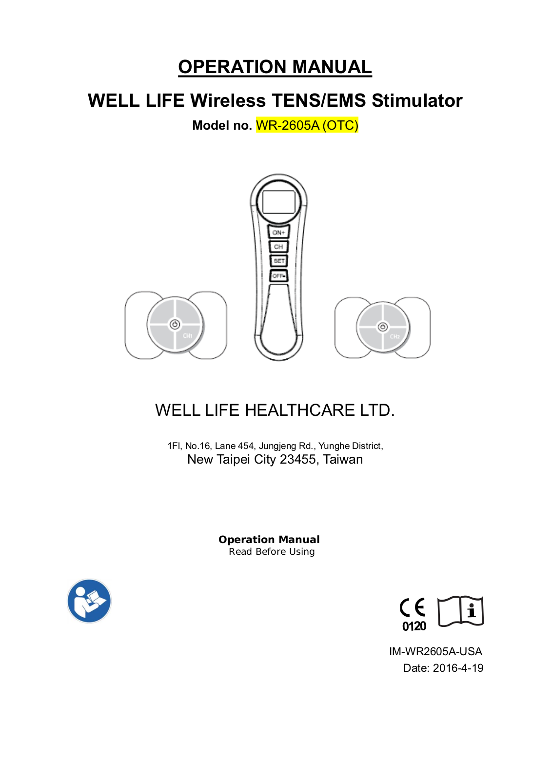 Well Life Healthcare WR2605AOTCTX, WR2605AOTCRX User Manual