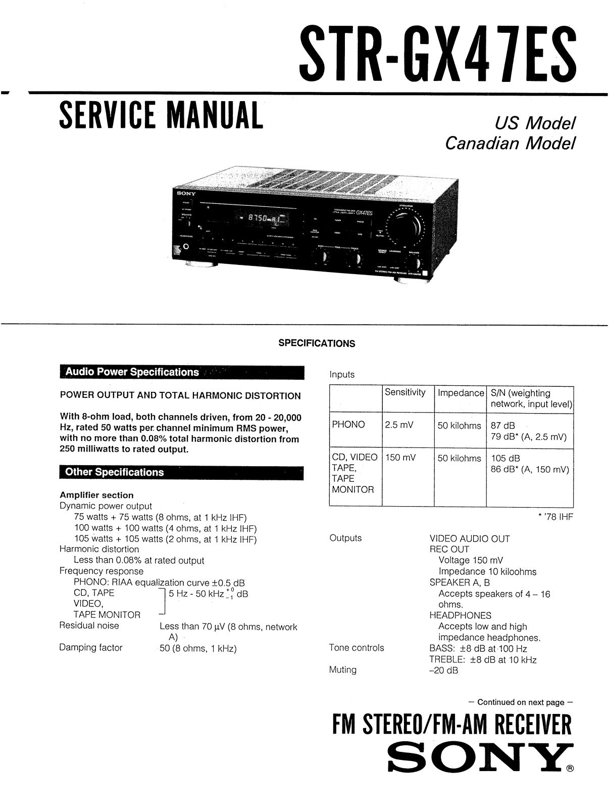 Sony STRGX-47-ES Service manual