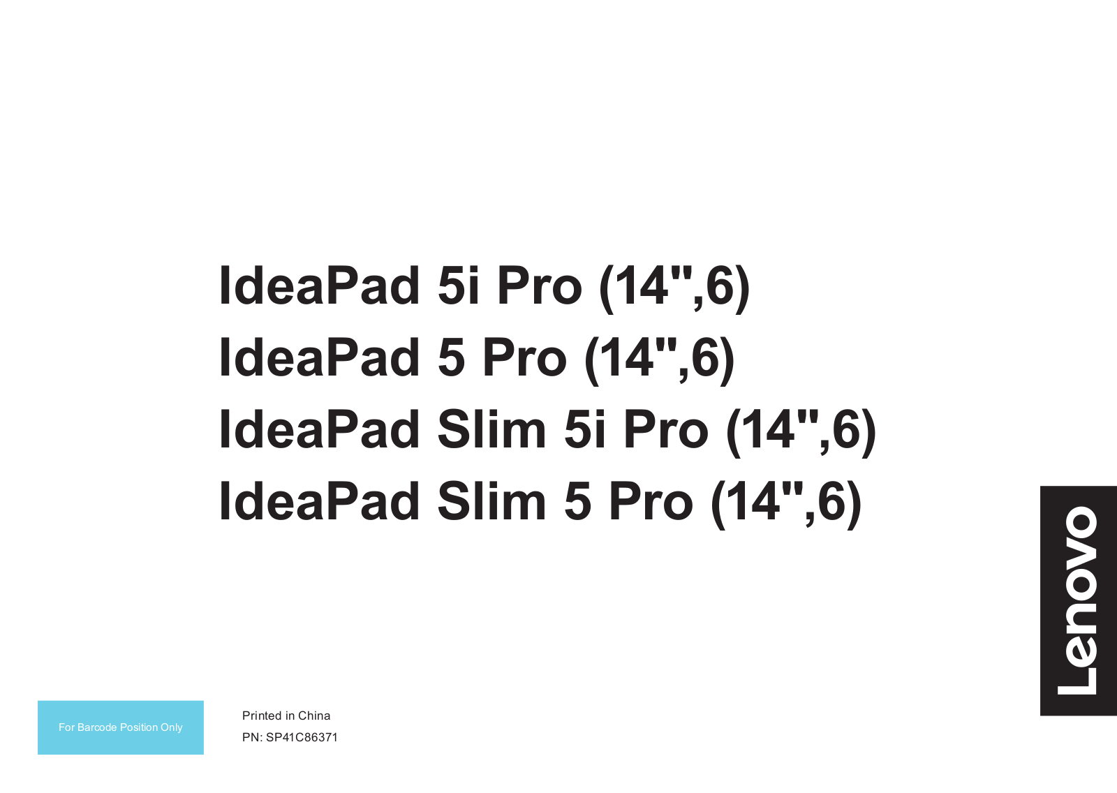 Lenovo IdeaPad 5i Pro, IdeaPad Slim 5i Pro, IdeaPad 5 Pro, IdeaPad Slim 5 Pro Setup Guide