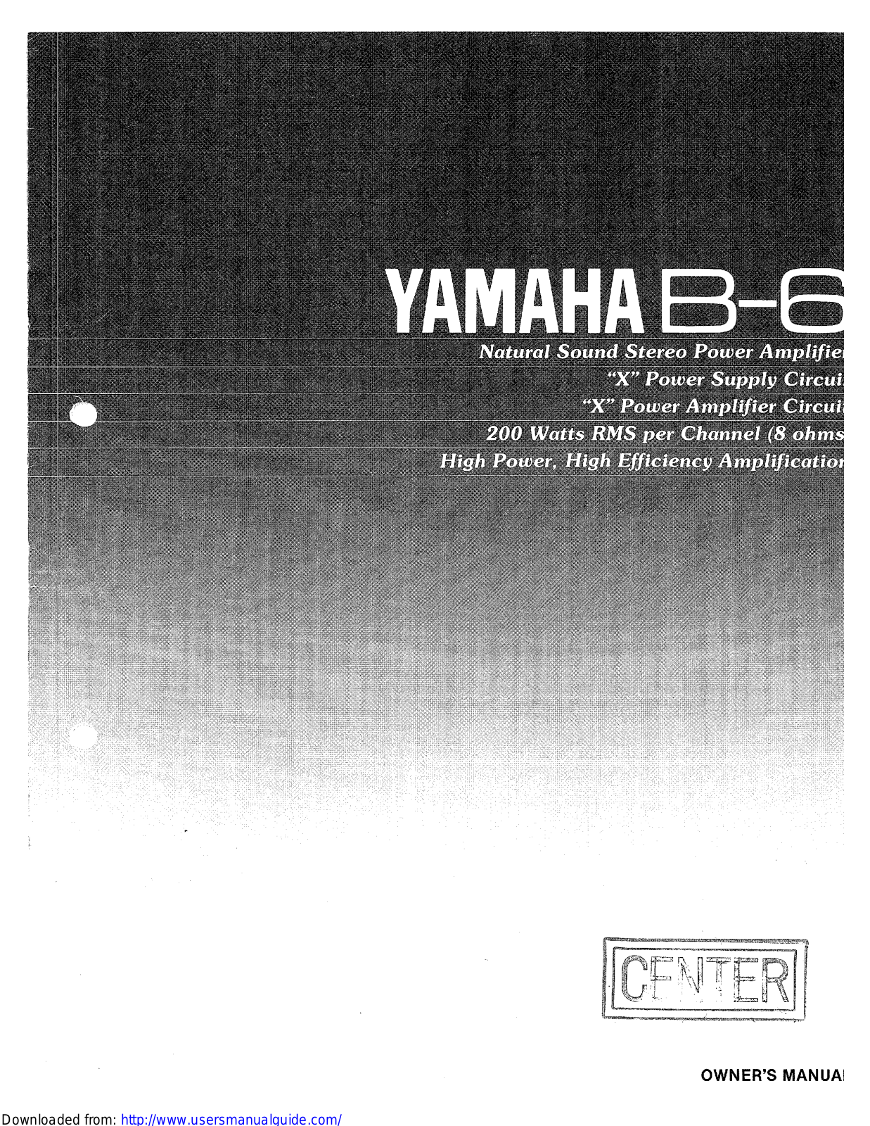 Yamaha Audio B-6 User Manual