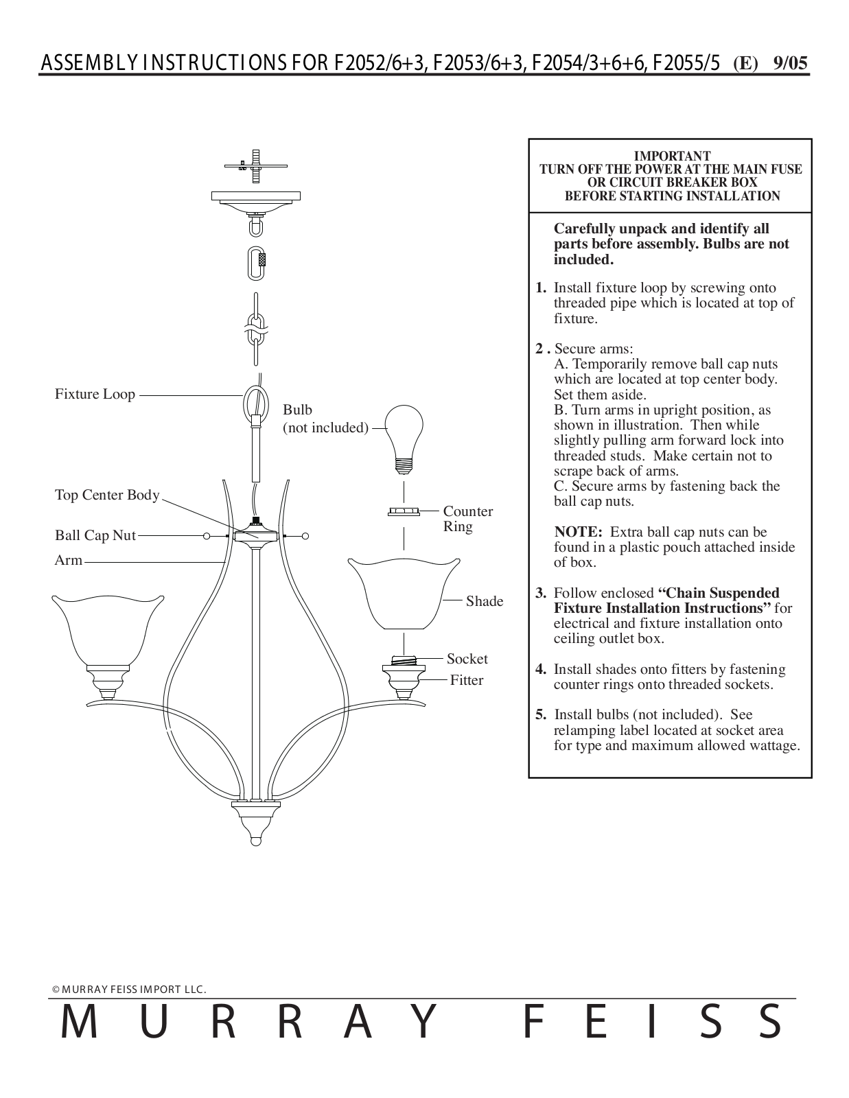 Feiss F2052 User Manual