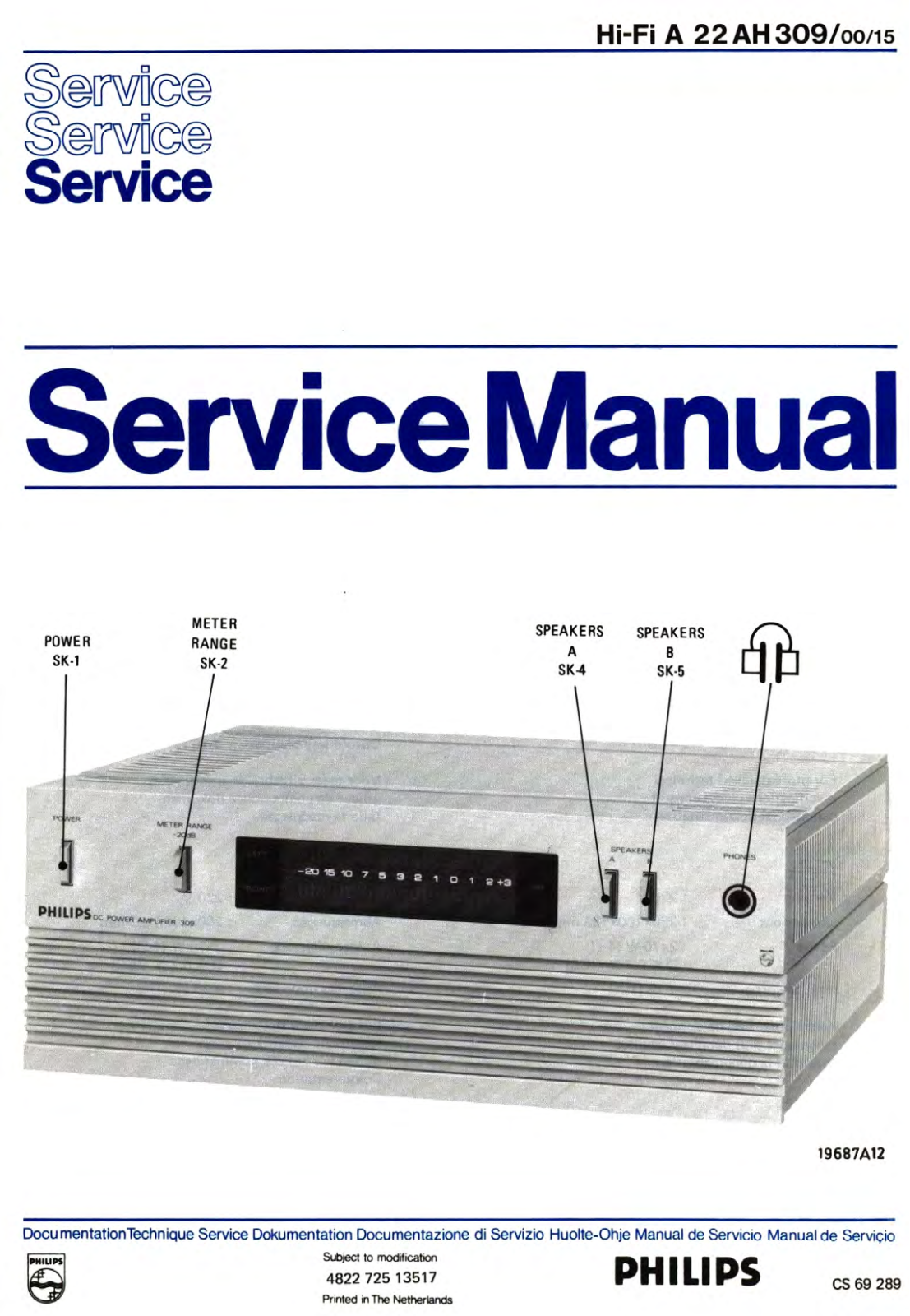 Philips 22-AH-309 Service Manual