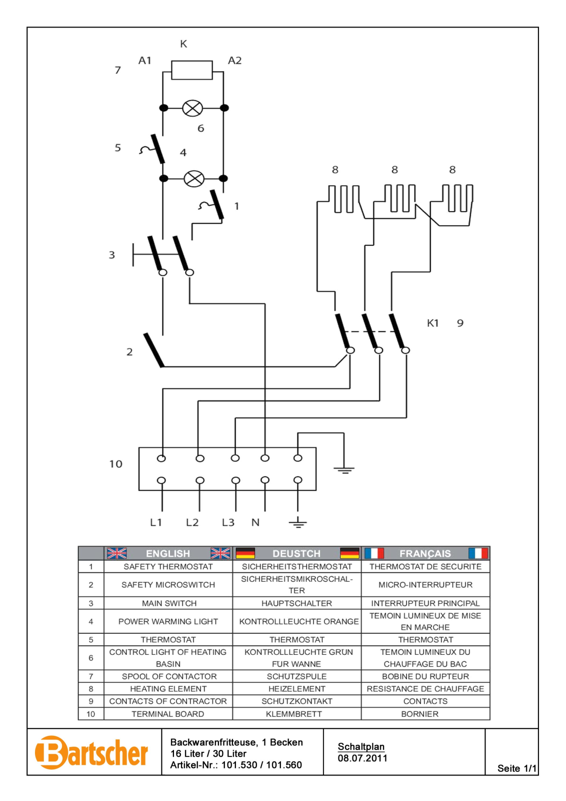 Bartscher BF 16E, 101.530, 101.560 User guide