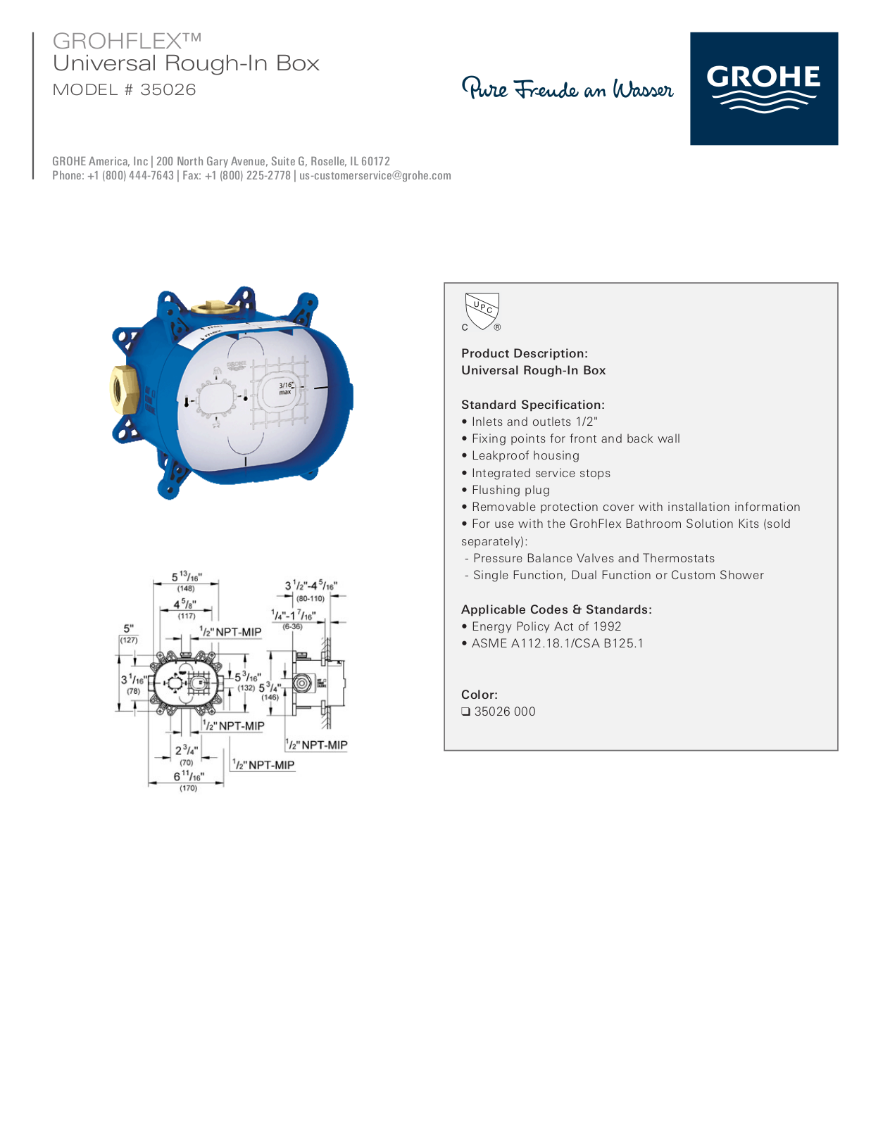 GROHE GRH4325 specifications - ManualMachine.com