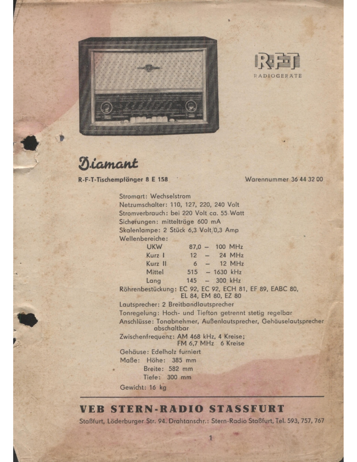 RFT Stern 8E158 User guide - ManualMachine.com