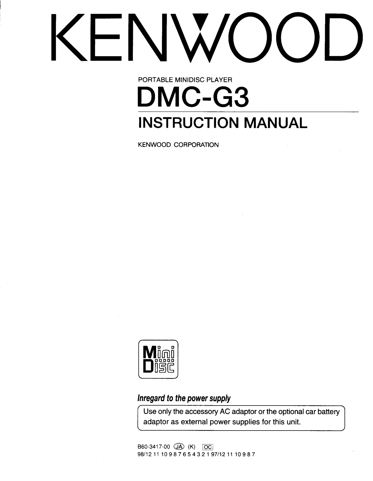 Kenwood DMC-G3 Owner's Manual