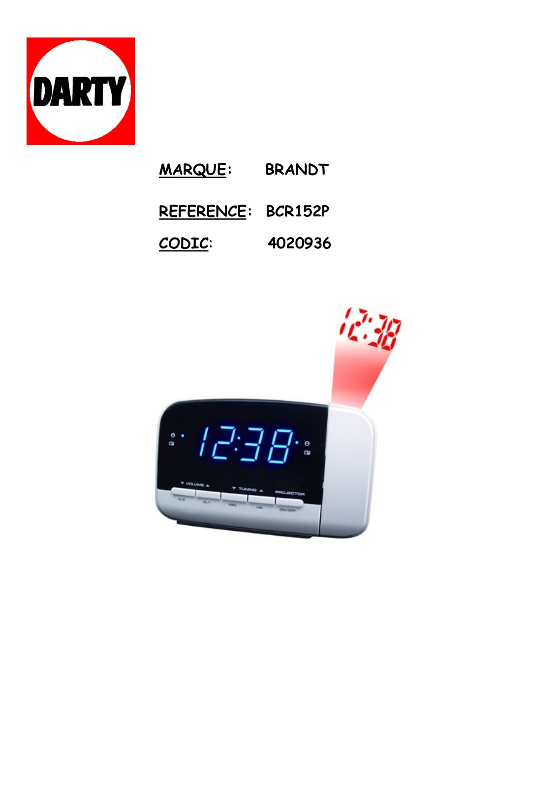 BRANDT BCR152P User Manual