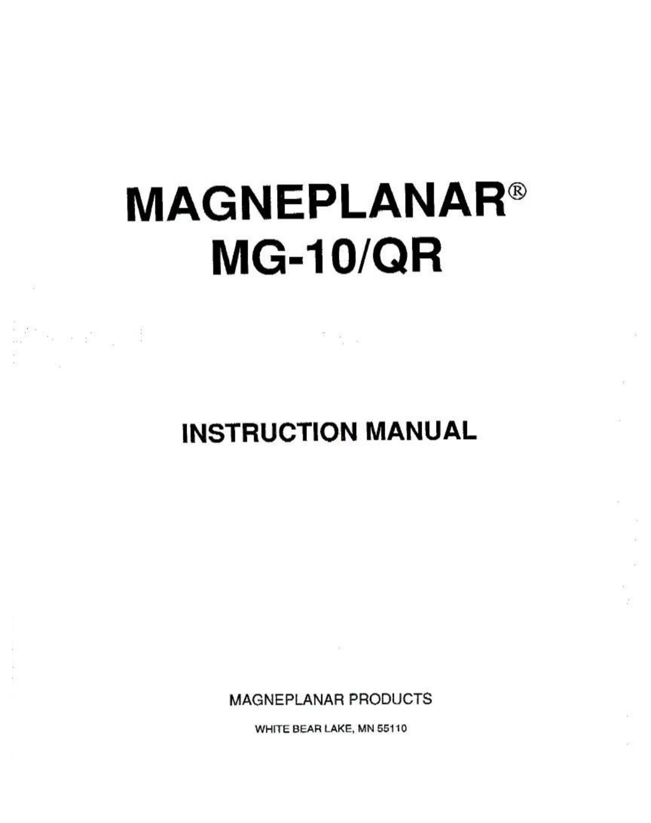 Magnepan MG-10 Owners manual