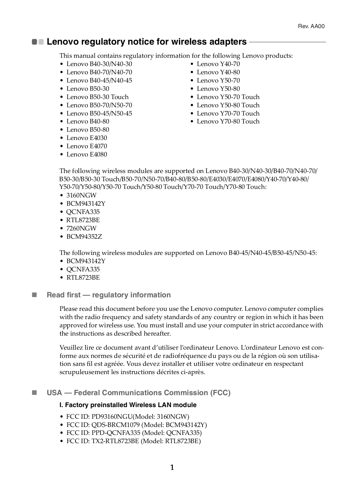 Lenovo Y50-70 User Manual