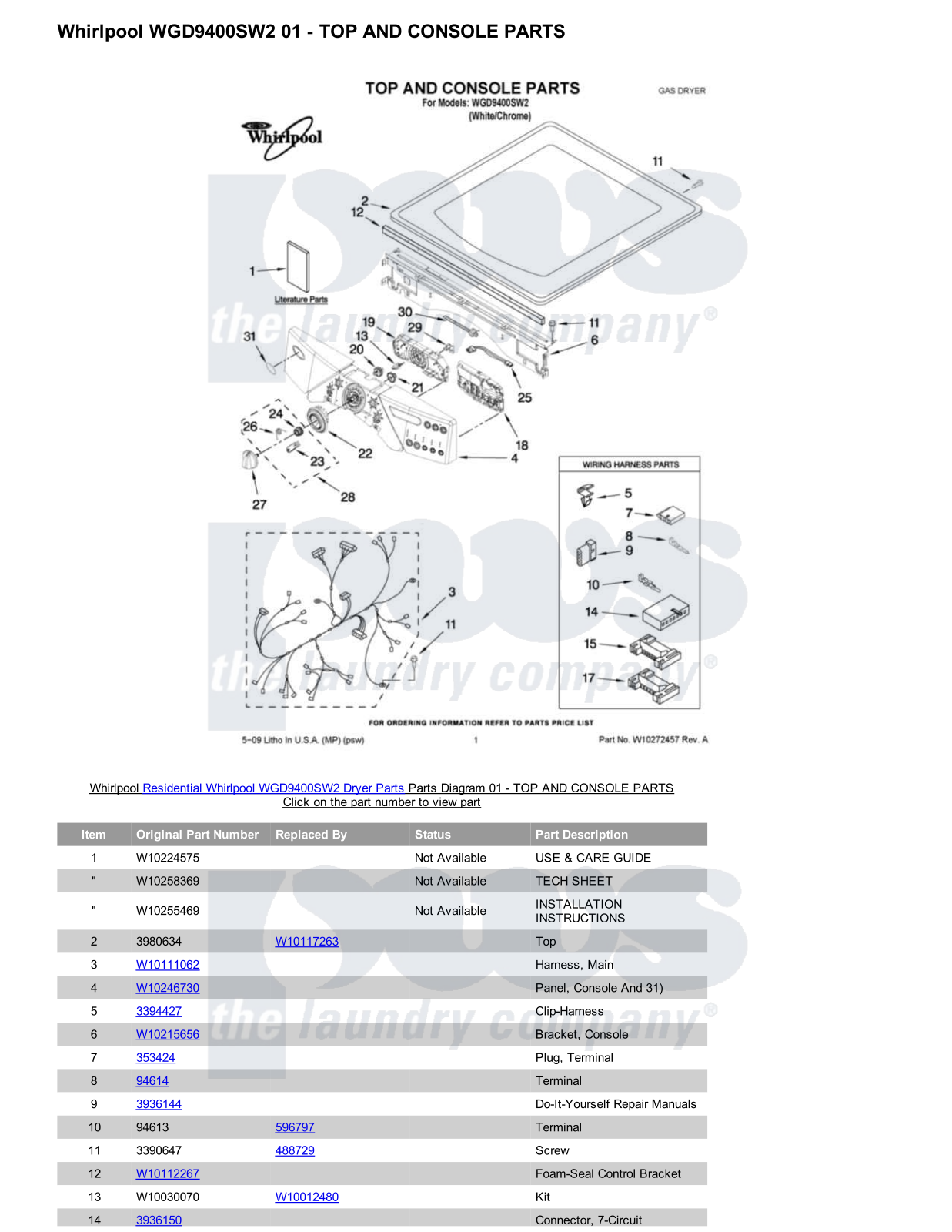 Whirlpool WGD9400SW2 Parts Diagram