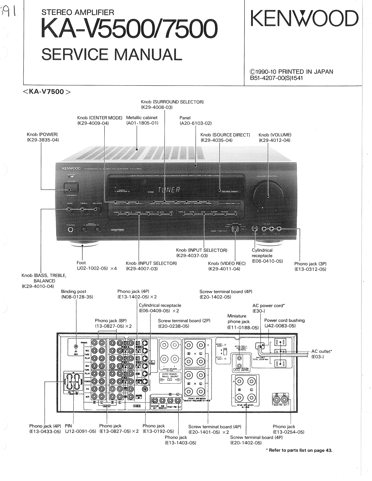 Kenwood KAV-5500, KAV-7500 Service Manual