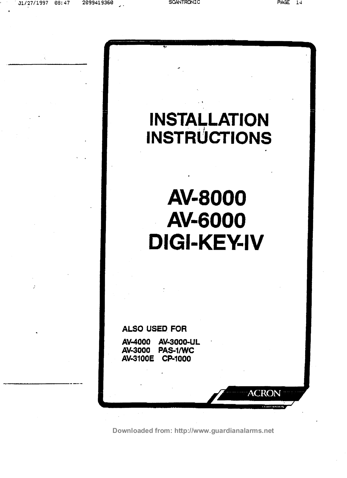 Acron DIGI-KEY-IV1 User Manual