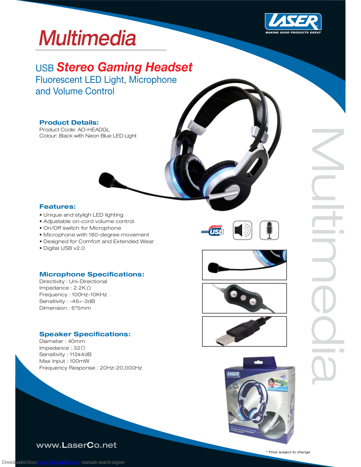 Laser AO-HEADGL Specifications - ManualMachine.com