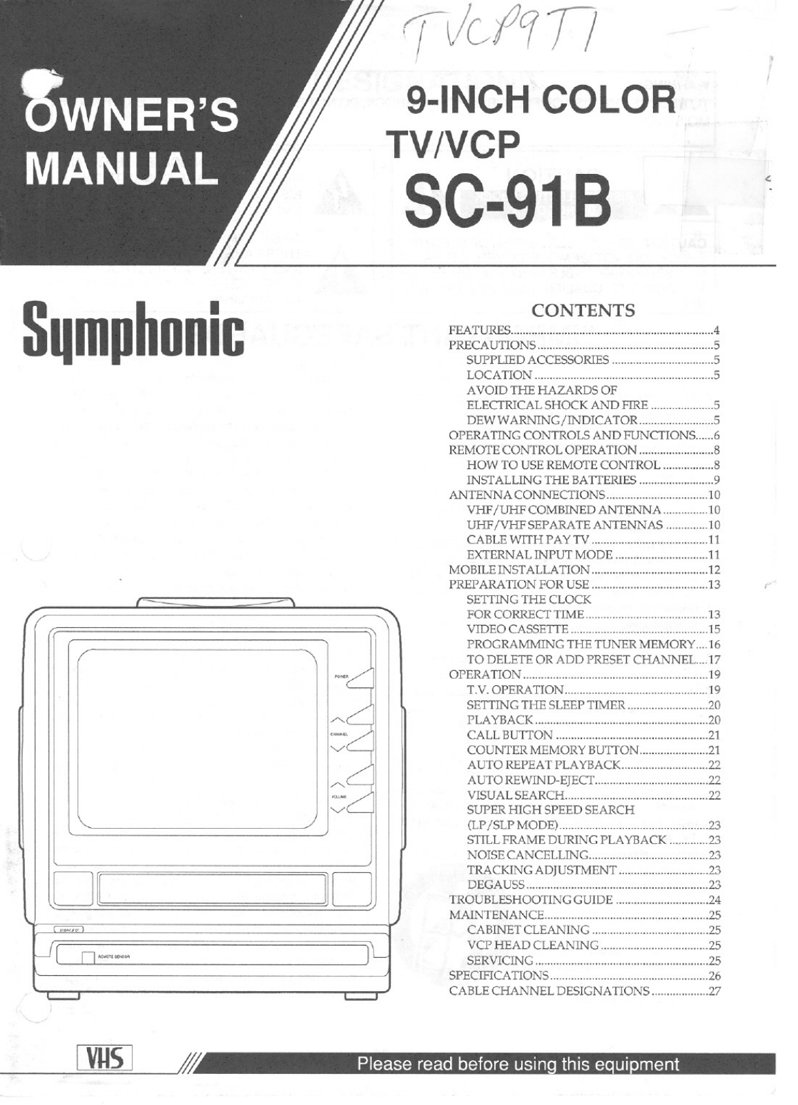 FUNAI SC91B, SC91B User Manual