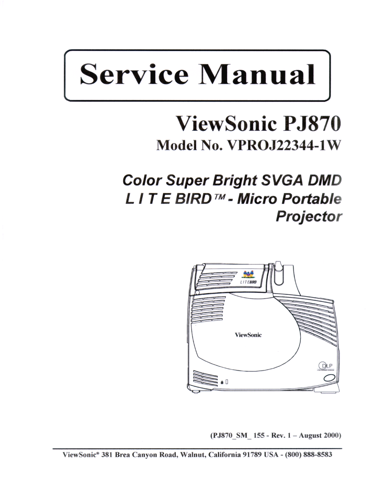 ViewSonic PJ870 User Manual