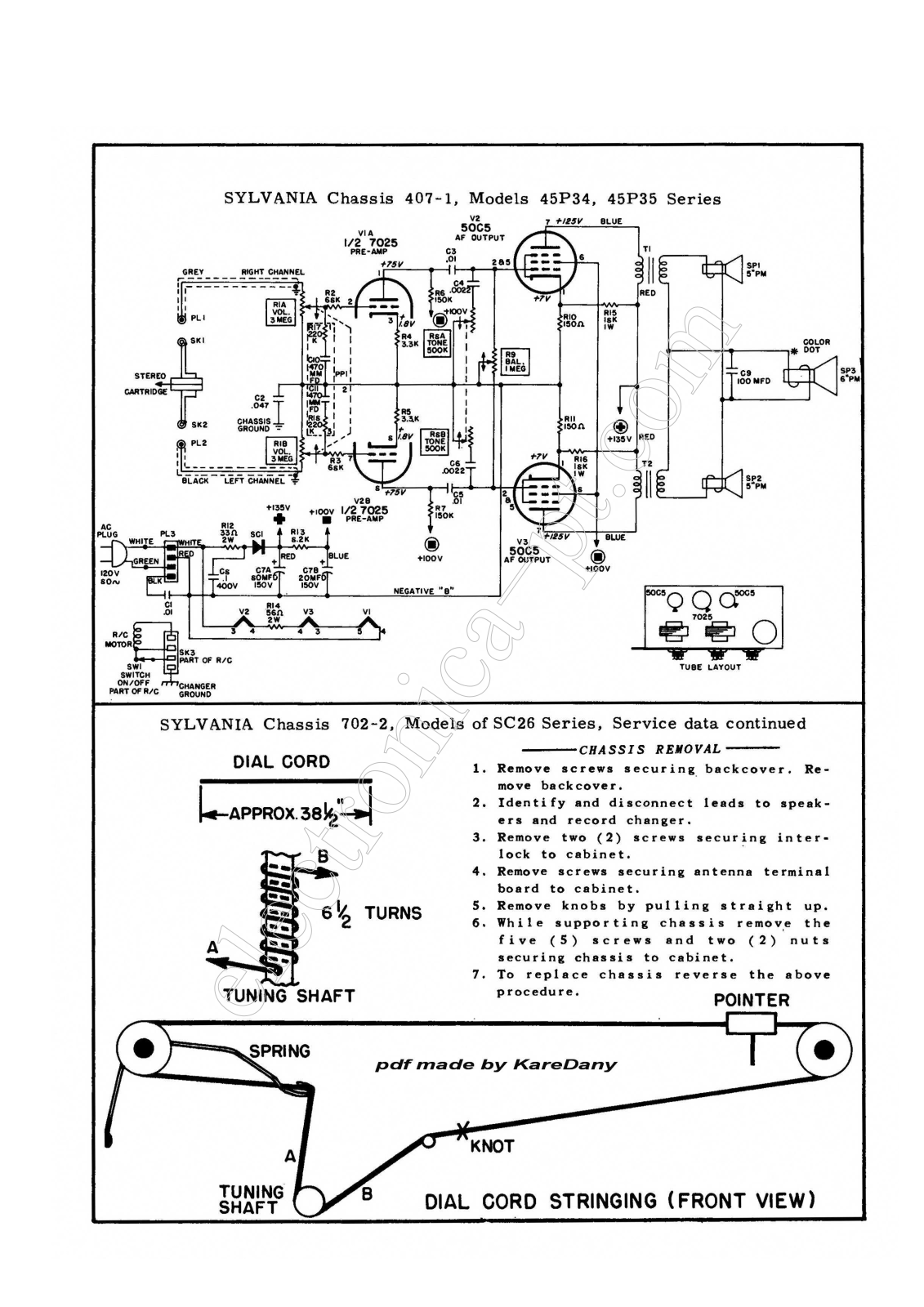 Sylvania 45P34, 45P35 Schematic