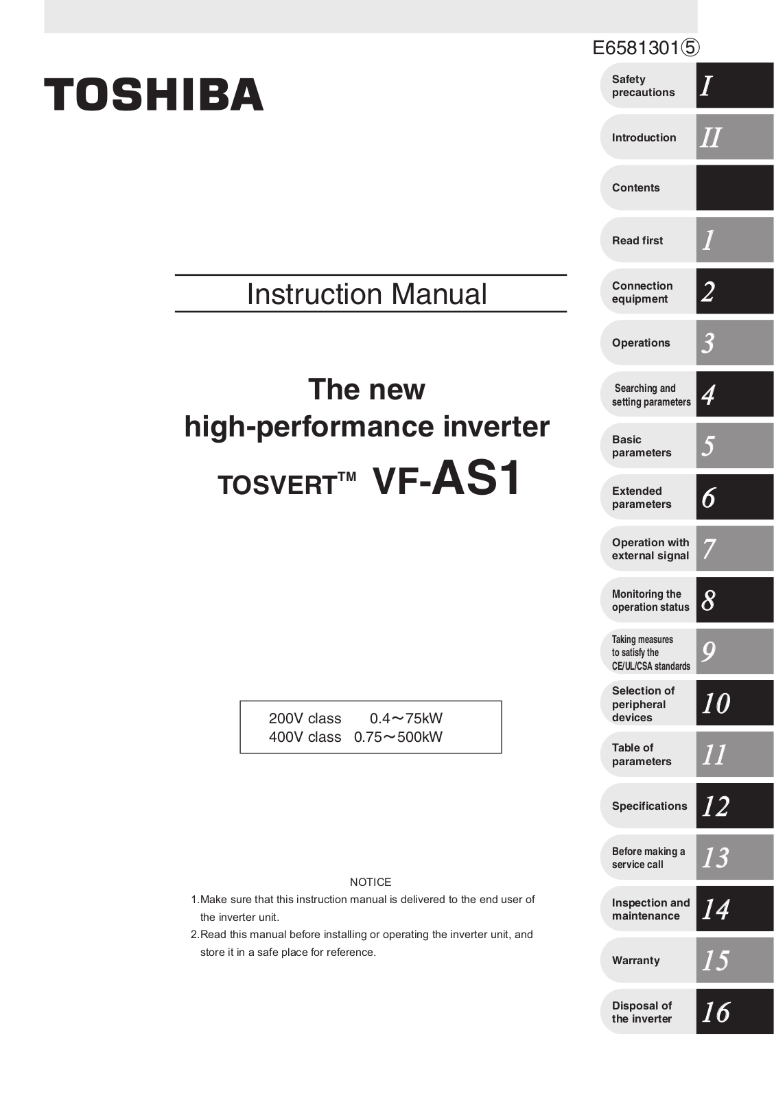 Toshiba VF-AS1 User Manual