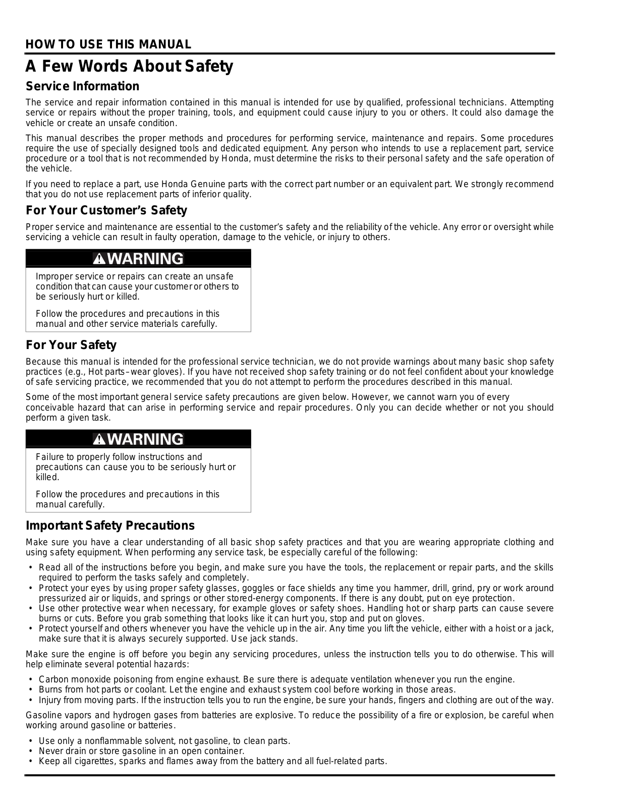 Honda CBR650F Service Manual