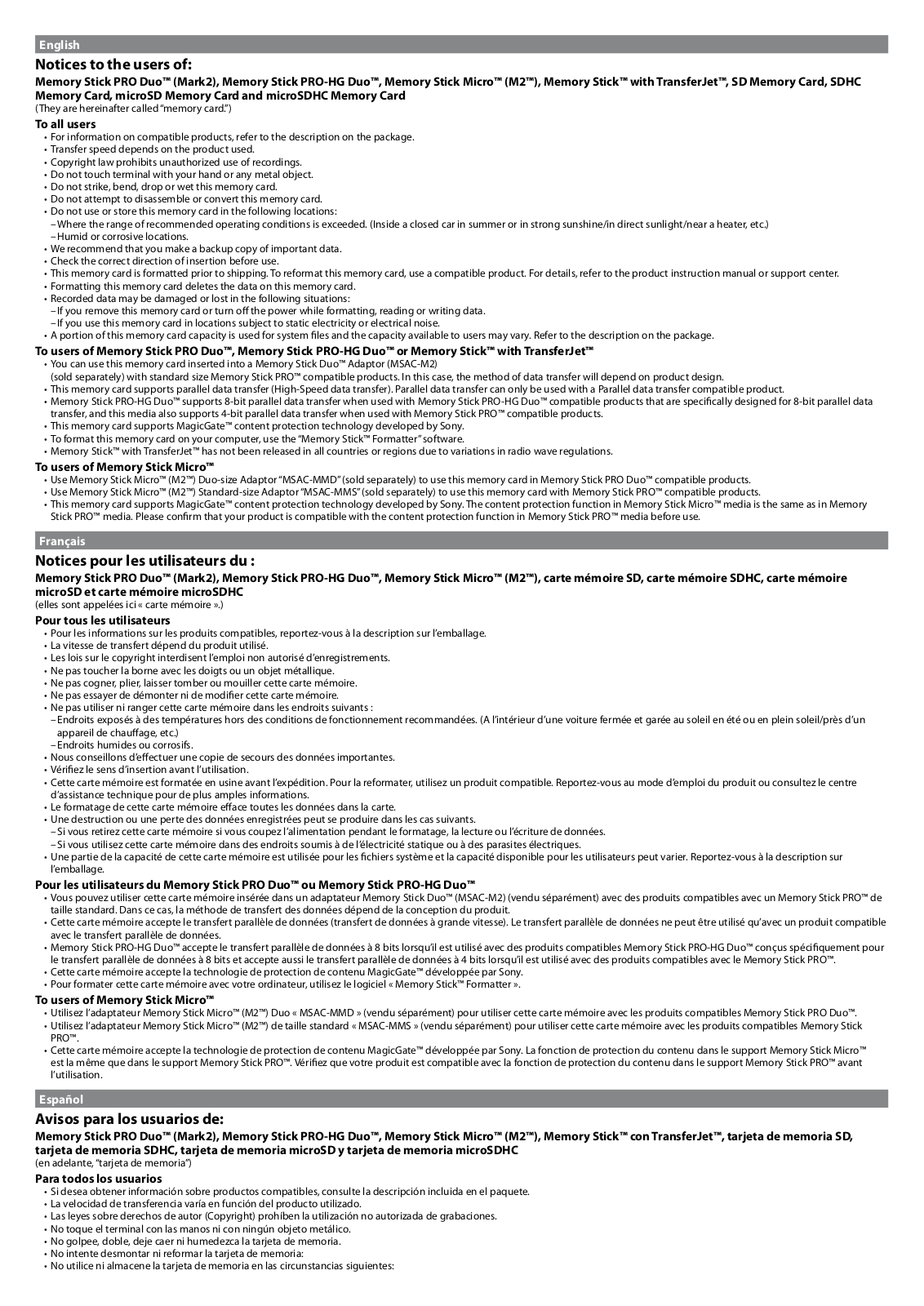 SONY SF-16N4, SF-2N1, SF-32N4, SF-4N4, SF-8N4 User Manual